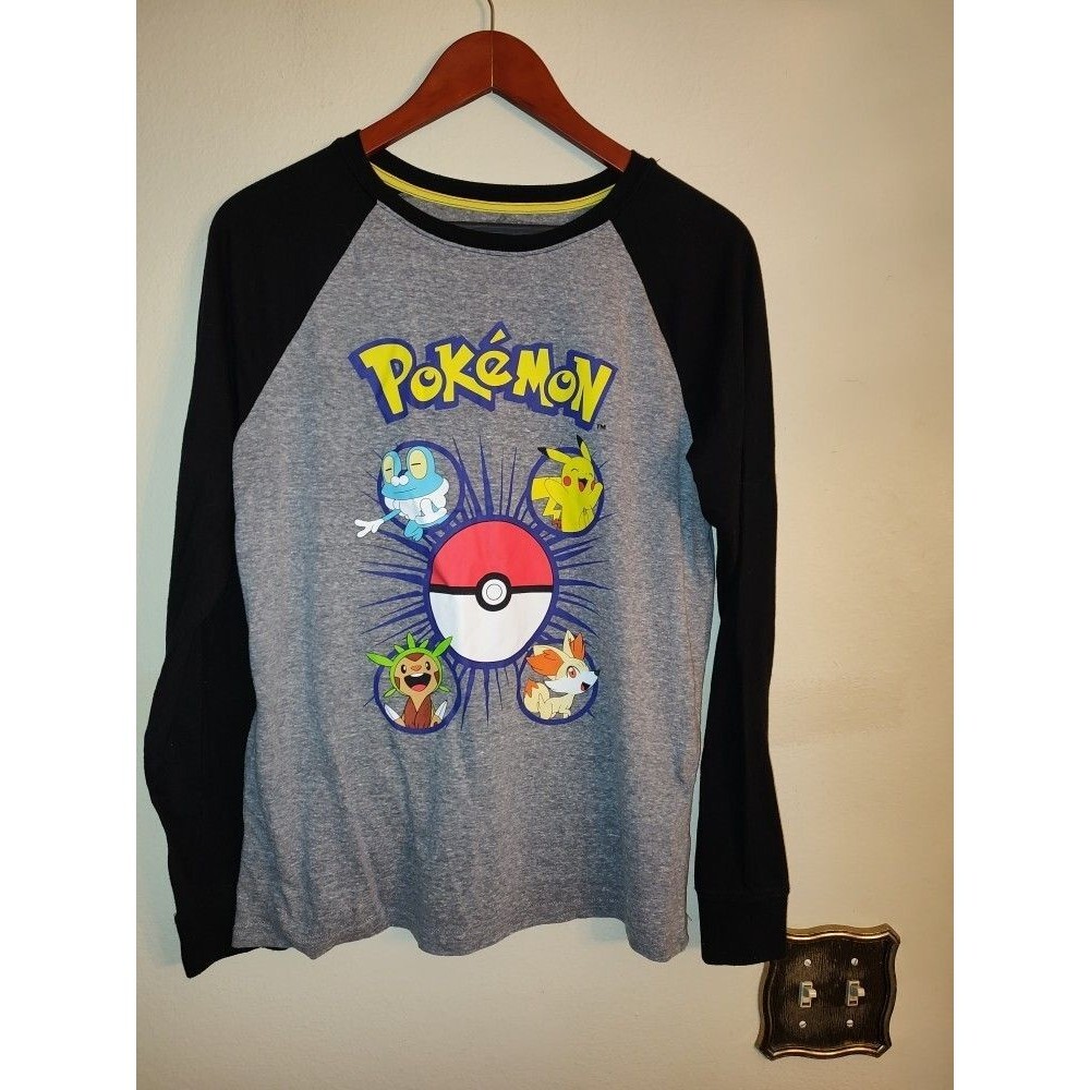 Youth Boys Long Sleeve Black Pokemon Pikachu T Shirt Sz 2XL 18